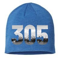 Miami 305 Area Code Skyline Florida Vintage Sustainable Beanie