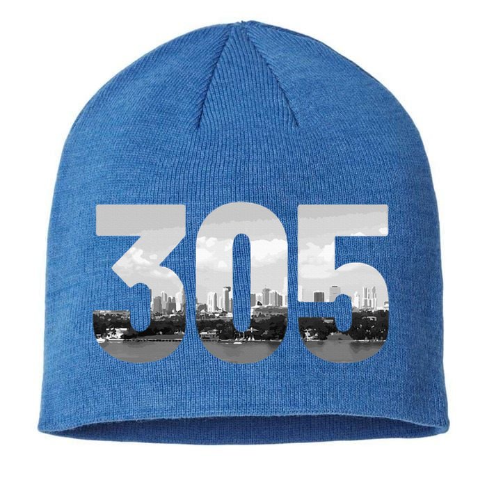 Miami 305 Area Code Skyline Florida Vintage Sustainable Beanie