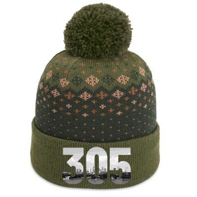 Miami 305 Area Code Skyline Florida Vintage The Baniff Cuffed Pom Beanie