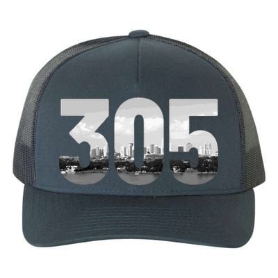 Miami 305 Area Code Skyline Florida Vintage Yupoong Adult 5-Panel Trucker Hat