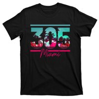 Miami 305 Area Code Florida Vintage Palm Trees Pride Retro T-Shirt