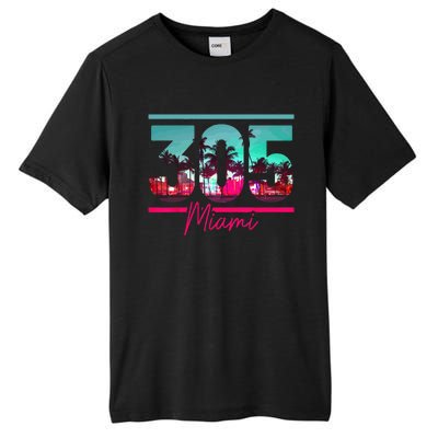 Miami 305 Area Code Florida Vintage Palm Trees Pride Retro Tall Fusion ChromaSoft Performance T-Shirt