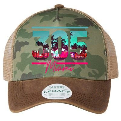Miami 305 Area Code Florida Vintage Palm Trees Pride Retro Legacy Tie Dye Trucker Hat