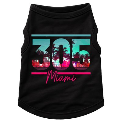 Miami 305 Area Code Florida Vintage Palm Trees Pride Retro Doggie Tank