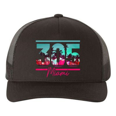 Miami 305 Area Code Florida Vintage Palm Trees Pride Retro Yupoong Adult 5-Panel Trucker Hat