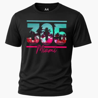 Miami 305 Area Code Florida Vintage Palm Trees Pride Retro Performance Shirt