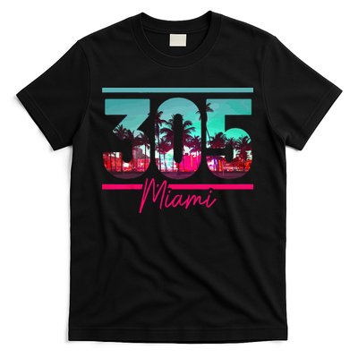 Miami 305 Area Code Florida Vintage Palm Trees Pride Retro T-Shirt