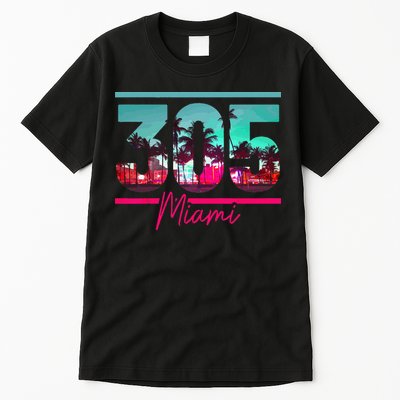 Miami 305 Area Code Florida Vintage Palm Trees Pride Retro Tall T-Shirt