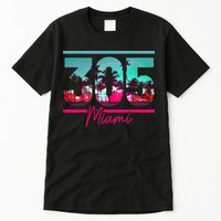 Miami 305 Area Code Florida Vintage Palm Trees Pride Retro Tall T-Shirt
