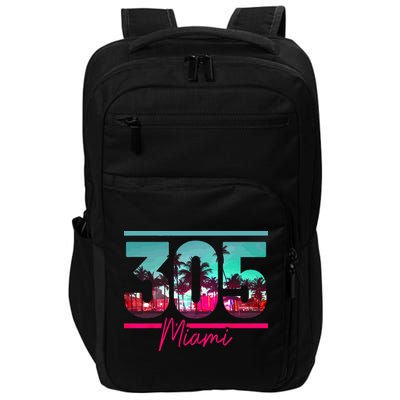 Miami 305 Area Code Florida Vintage Palm Trees Pride Retro Impact Tech Backpack