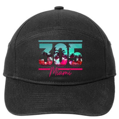 Miami 305 Area Code Florida Vintage Palm Trees Pride Retro 7-Panel Snapback Hat