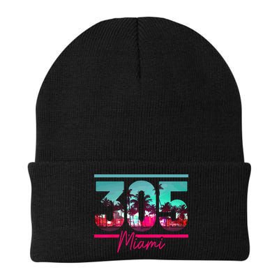 Miami 305 Area Code Florida Vintage Palm Trees Pride Retro Beanie