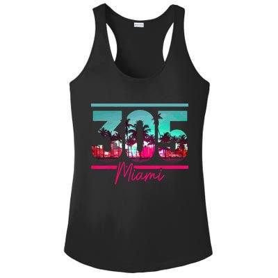 Miami 305 Area Code Florida Vintage Palm Trees Pride Retro Ladies PosiCharge Competitor Racerback Tank