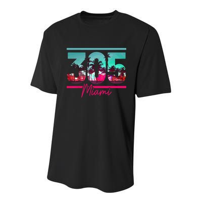 Miami 305 Area Code Florida Vintage Palm Trees Pride Retro Youth Performance Sprint T-Shirt