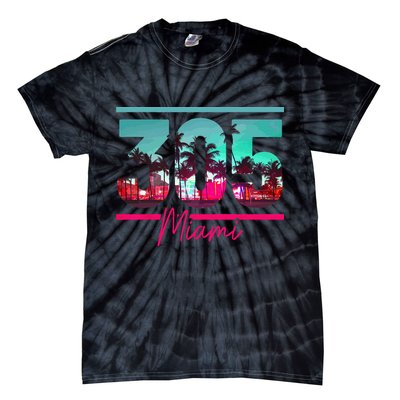 Miami 305 Area Code Florida Vintage Palm Trees Pride Retro Tie-Dye T-Shirt