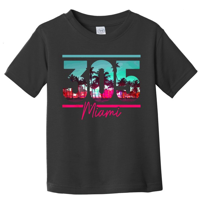 Miami 305 Area Code Florida Vintage Palm Trees Pride Retro Toddler T-Shirt