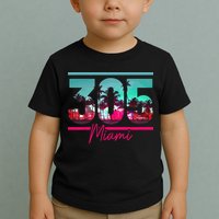 Miami 305 Area Code Florida Vintage Palm Trees Pride Retro Toddler T-Shirt