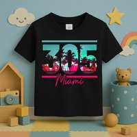 Miami 305 Area Code Florida Vintage Palm Trees Pride Retro Toddler T-Shirt