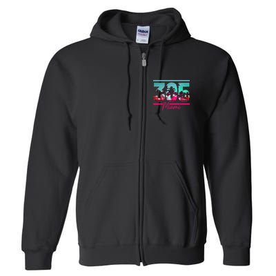 Miami 305 Area Code Florida Vintage Palm Trees Pride Retro Full Zip Hoodie