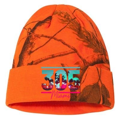 Miami 305 Area Code Florida Vintage Palm Trees Pride Retro Kati Licensed 12" Camo Beanie