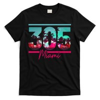 Miami 305 Area Code Florida Vintage Palm Trees Pride Retro T-Shirt