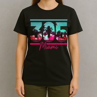 Miami 305 Area Code Florida Vintage Palm Trees Pride Retro T-Shirt