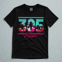 Miami 305 Area Code Florida Vintage Palm Trees Pride Retro T-Shirt