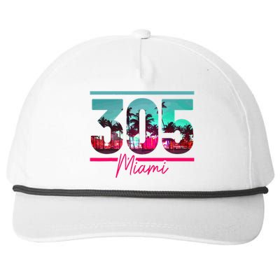 Miami 305 Area Code Florida Vintage Palm Trees Pride Retro Snapback Five-Panel Rope Hat