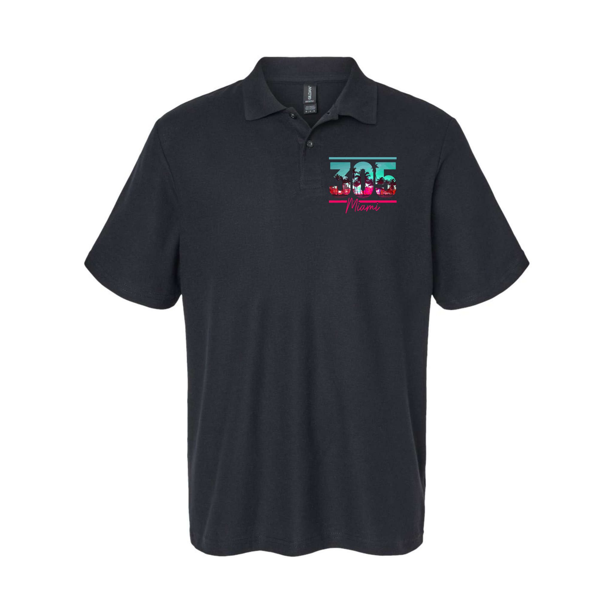 Miami 305 Area Code Florida Vintage Palm Trees Pride Retro Polo