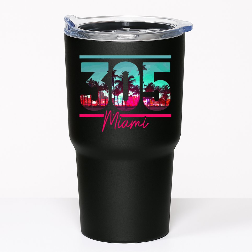 Miami 305 Area Code Florida Vintage Palm Trees Pride Retro Tumbler