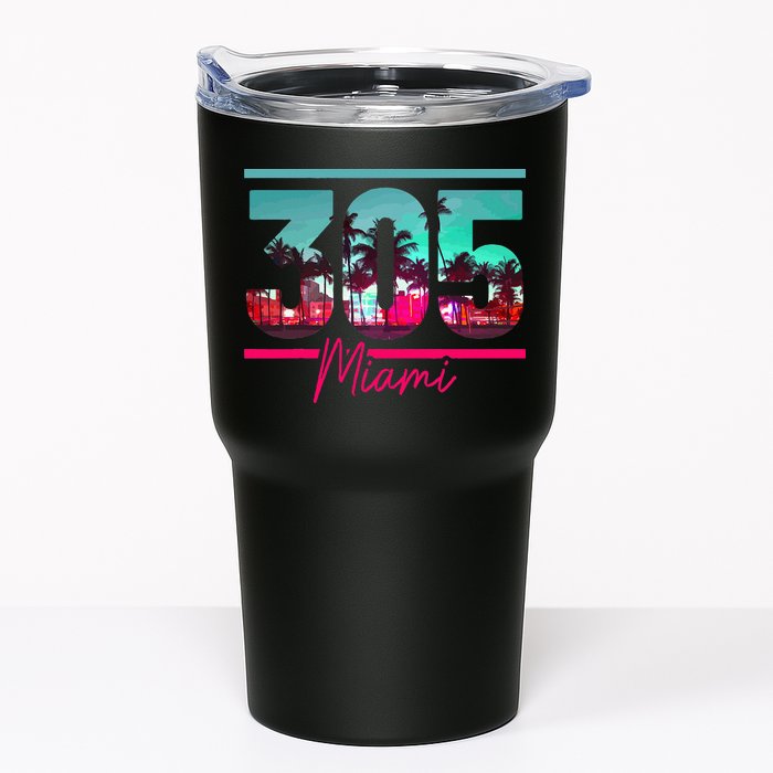 Miami 305 Area Code Florida Vintage Palm Trees Pride Retro Tumbler