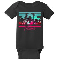 Miami 305 Area Code Florida Vintage Palm Trees Pride Retro Baby Bodysuit