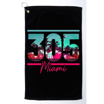 Miami 305 Area Code Florida Vintage Palm Trees Pride Retro Golf Towel