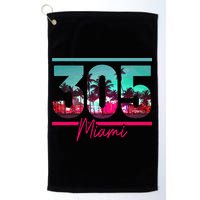 Miami 305 Area Code Florida Vintage Palm Trees Pride Retro Golf Towel