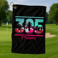 Miami 305 Area Code Florida Vintage Palm Trees Pride Retro Golf Towel