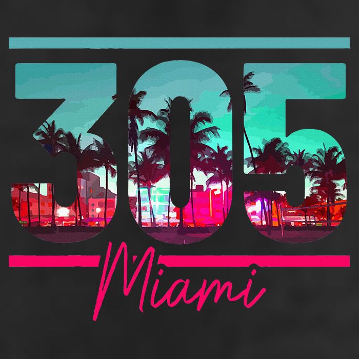 Miami 305 Area Code Florida Vintage Palm Trees Pride Retro Golf Towel