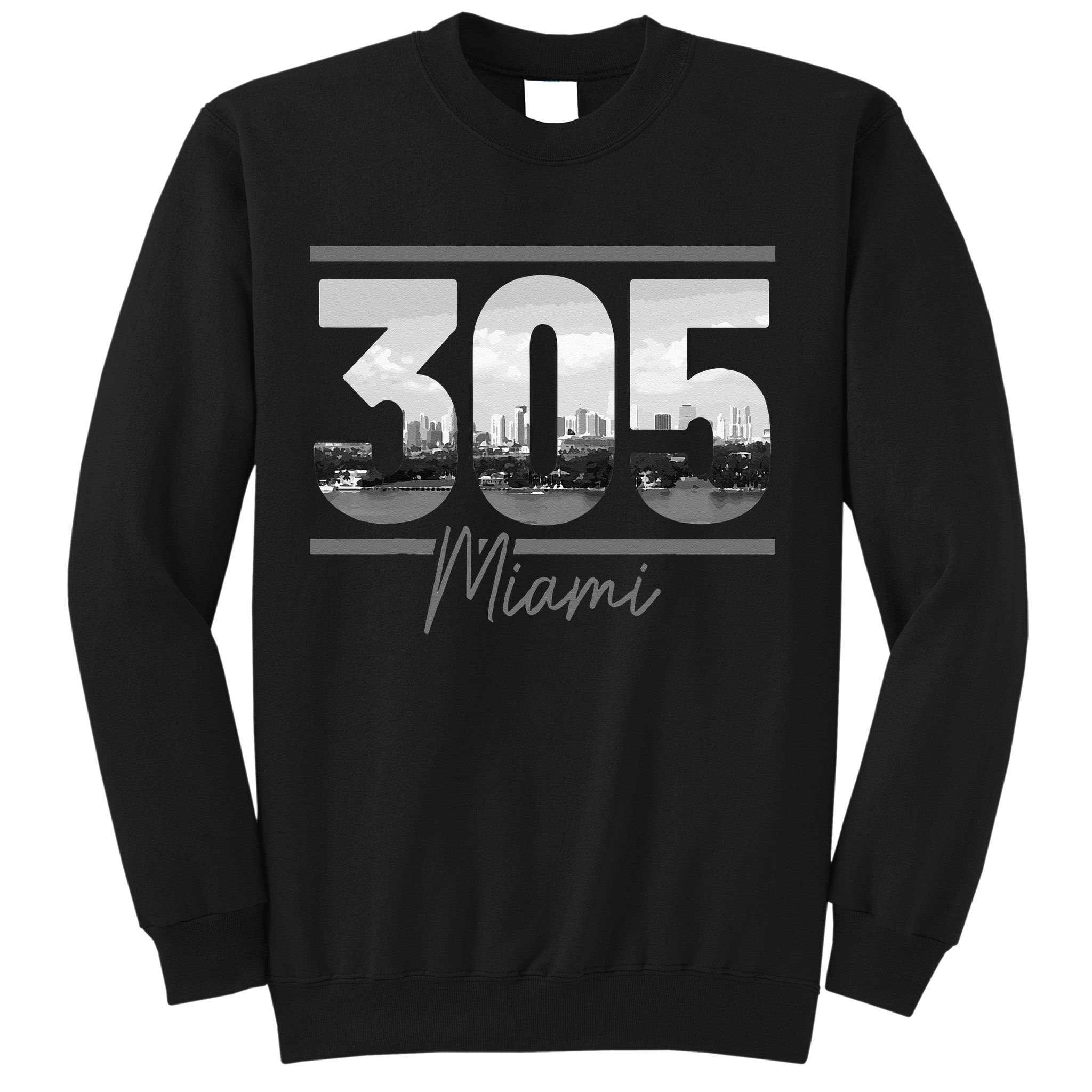 Miami 305 Area Code Skyline Florida Vintage Sweatshirt