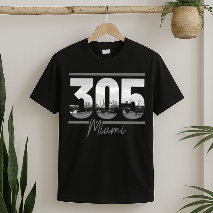 Miami 305 Area Code Skyline Florida Vintage T-Shirt