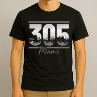 Miami 305 Area Code Skyline Florida Vintage T-Shirt