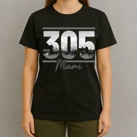 Miami 305 Area Code Skyline Florida Vintage T-Shirt