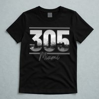 Miami 305 Area Code Skyline Florida Vintage T-Shirt