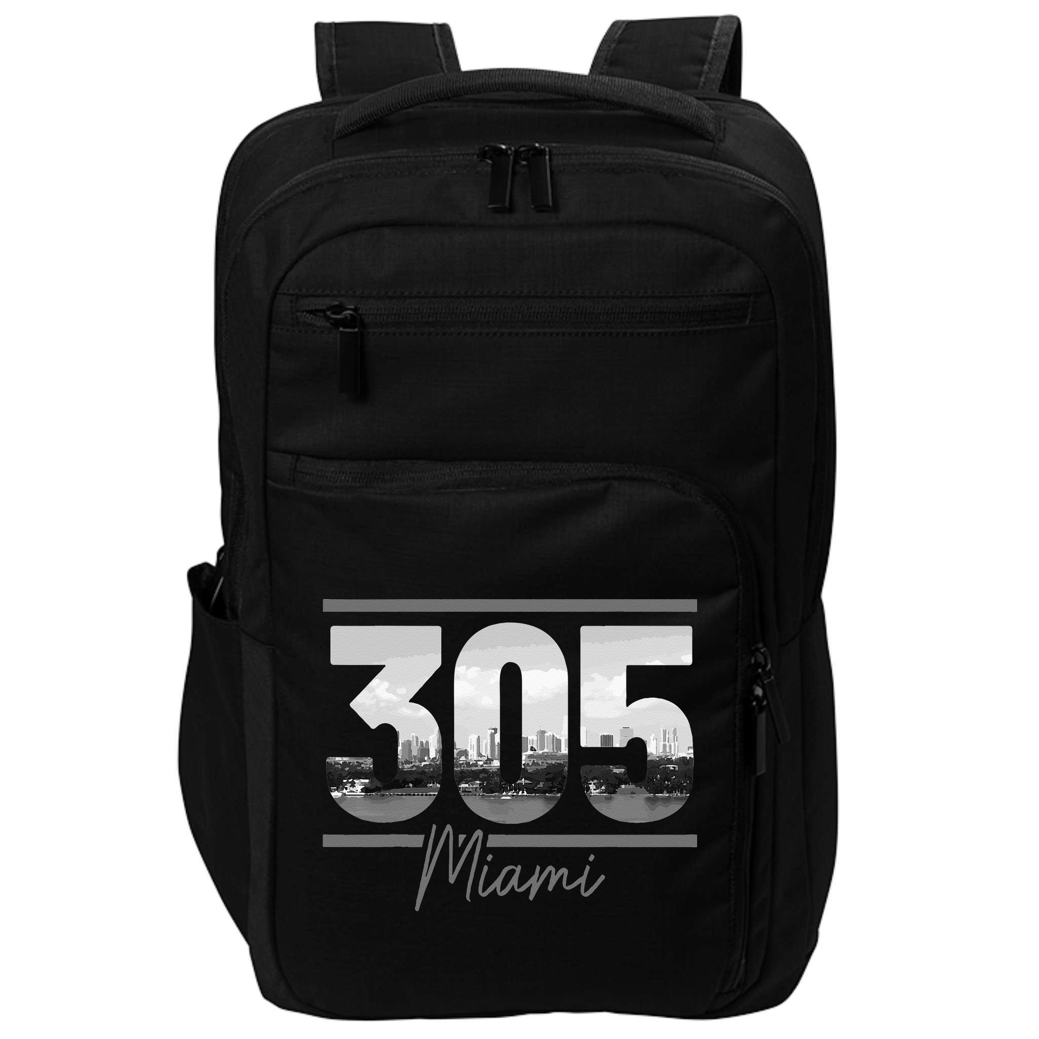Miami 305 Area Code Skyline Florida Vintage Impact Tech Backpack