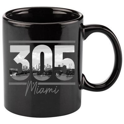 Miami 305 Area Code Skyline Florida Vintage 11oz C Handle Ceramic Mug