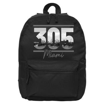 Miami 305 Area Code Skyline Florida Vintage 16 in Basic Backpack