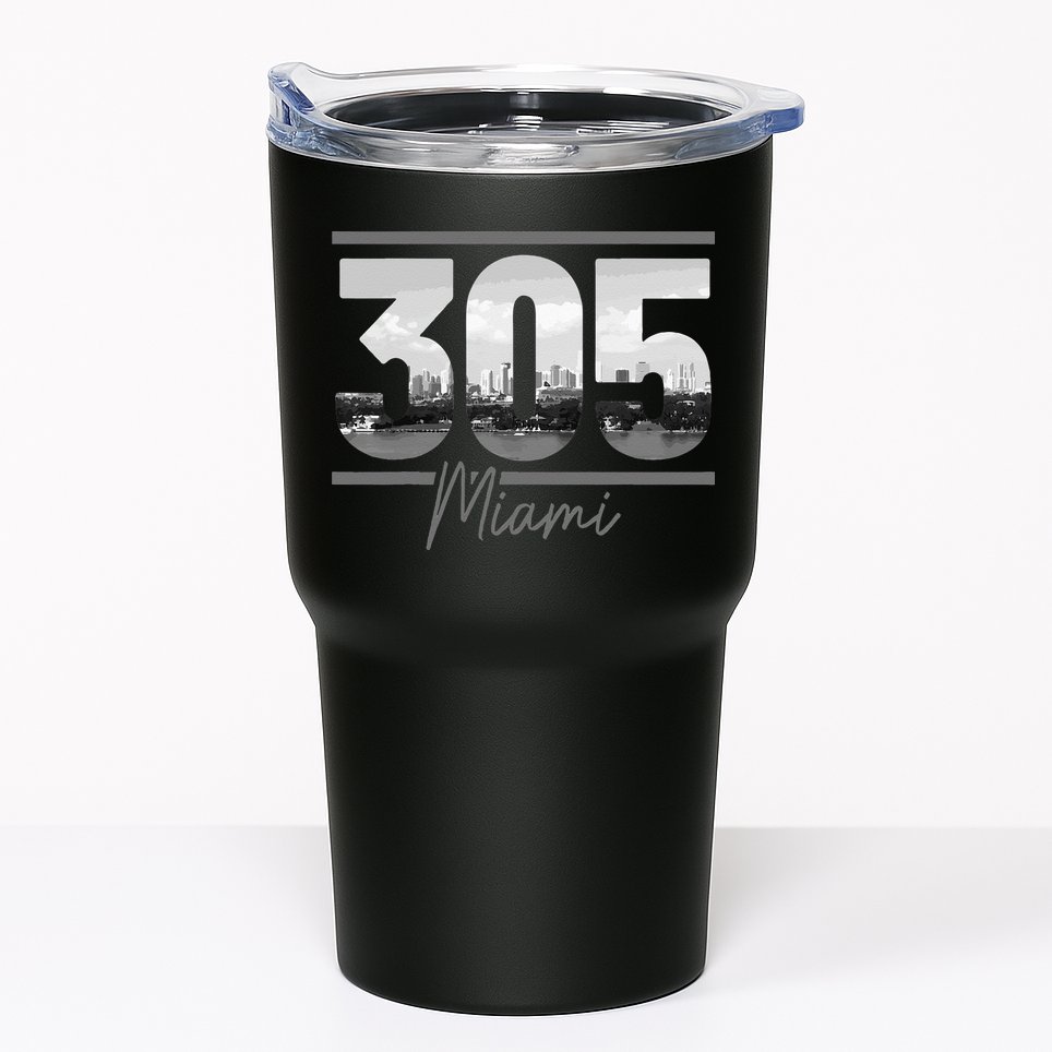 Miami 305 Area Code Skyline Florida Vintage Tumbler