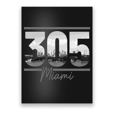 Miami 305 Area Code Skyline Florida Vintage Poster