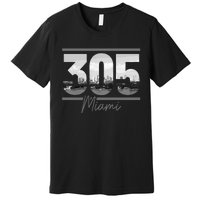 Miami 305 Area Code Skyline Florida Vintage Premium T-Shirt