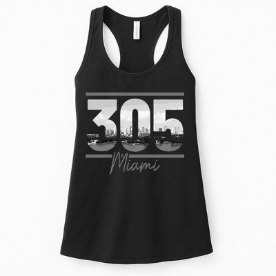 Miami 305 Area Code Skyline Florida Vintage Womens Tank Top