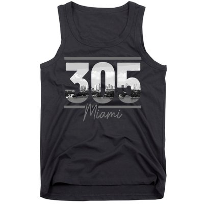 Miami 305 Area Code Skyline Florida Vintage Tank Top