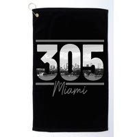 Miami 305 Area Code Skyline Florida Vintage Golf Towel